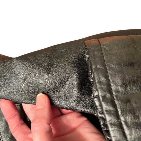 Women’s Harley-Davidson Black Leather Lace Up Side Tie Motorcycle Jacket Size M - Picture 10 of 11